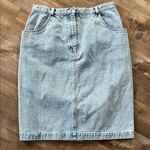 Vintage Acid Wash Blue Jeans Pencil Skirt Size Medium